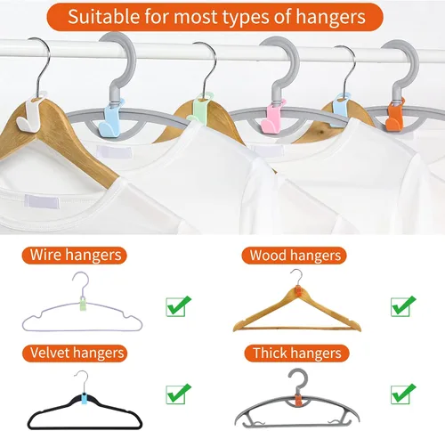 Vista 3 de SLMT Ganchos extensores para colgar ahorros de espacio, 50 unidades, ganchos para colgar ropa, organizador de armario para perchas de plástico