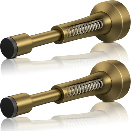 Vista 11 de Topes de puerta mate negros para pared - Tope de puerta de resorte de 4.33 pulgadas para la parte inferior de la puerta, tope de puerta de aluminio