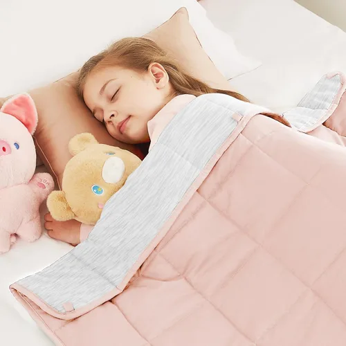Vista 34 de CuteKing Manta pesada (2 libras, 36 x 48 pulgadas, gris) manta pesada para 40-60 libras, manta pesada para refrigeración y calefacción con cuentas