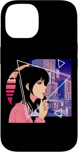 Vista 4 de Retro 80's Japanese Lofi Vaporwave Aesthetic Sad Anime Girl Case for iPhone 17