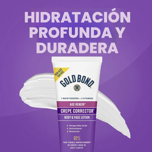 Vista 6 de Set de loción Gold Bond Age Renew Día y Noche para cuerpo y rostro, loción Gold Bond Crepe Corrector, visiblemente reafirma la piel y loción Gold