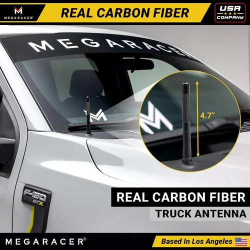 Vista 2 de Antena corta de fibra de carbono negra de 5 pulgadas para Ford F150 F250 Bronco RAM 1500 Chevy Silverado GMC Sierra Wrangler Gladiator Tundra Tacoma