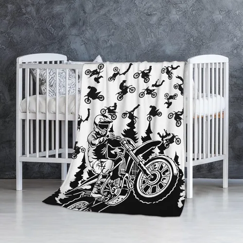 Vista 48 de Manta de forro polar suave para regalo de motocicletas de motocross, manta acogedora de franela, aire acondicionado, 50x40 pulgadas para niños