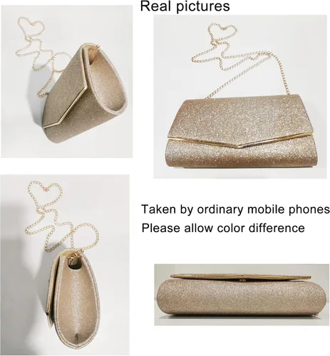 Vista 3 de Bolsos de mano brillantes para mujer, bolso de noche para mujer, bolso de mano para mujer, bolso de mano para fiesta, graduación, boda