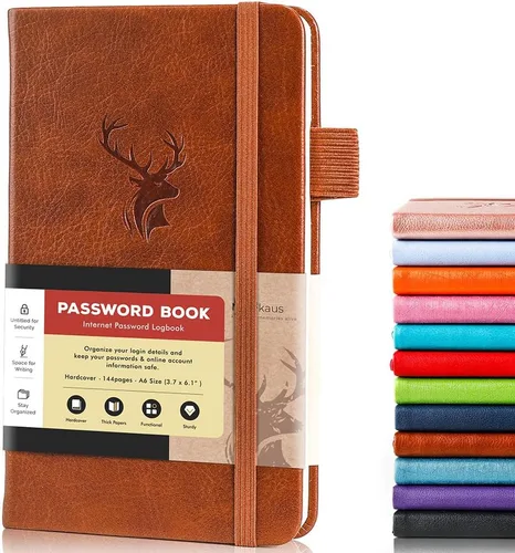 Vista 10 de molekaus Libro de contraseñas con pestañas alfabéticas, pequeño guardián de contraseñas con espacio adicional para cambiar la contraseña. Cuaderno