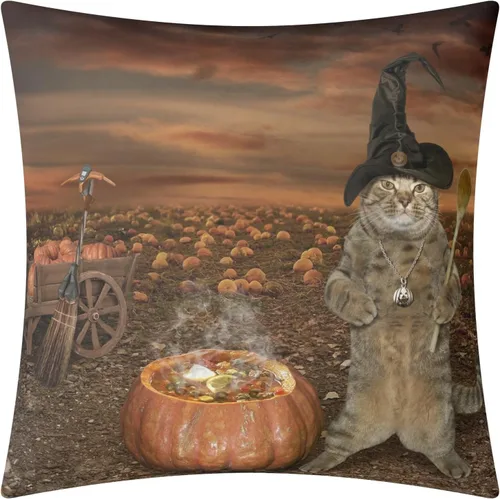 Vista 4 de POPCUSTOMS Fundas de almohada personalizadas de Halloween con fotos impresas de dos lados, fundas de almohada personalizadas, regalos para sofá