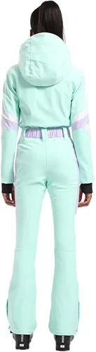 Vista 98 de GSOU SNOW Traje de esquí para mujer, traje de nieve delgado de una pieza, chaqueta de nieve, impermeable, resistente al viento, deportes al aire