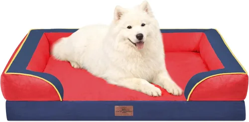Vista 58 de Comfort Expression - Cama ortopédica para perros medianos, 28 x 19 pulgadas, cama impermeable y de apoyo de espuma con cojines removibles, sofá