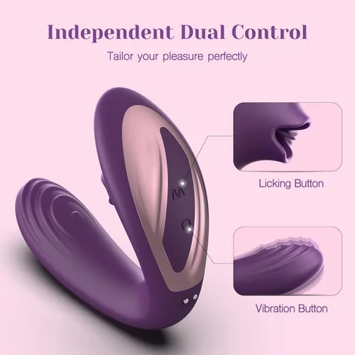 Vista 5 de Tracy's Dog Vibrador para lamer clítoris y punto G para mujeres, juguete sexual para adultos con control remoto con 7 modos de lamer la lengua y 10