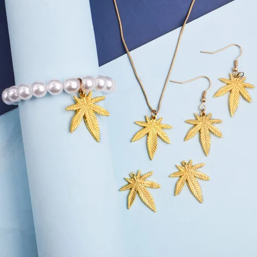 Vista 7 de Aylifu Maple Leaves Charms Tibetan Alloy Marijuana Leaf Charm Medical Pot Cannabis Tree Leaves Pendant Charms for DIY Earring Bracelet Necklace