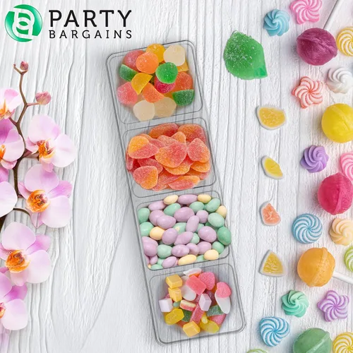 Vista 4 de Bandeja rectangular desechable de plástico para servir Excelente para bodas, bufés, cenas y fiestas 17 x 12 pulgadas 4 unidades Transparente