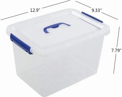 Vista 2 de Paquete de 4 cajas de almacenamiento de plástico de 10 L, caja de almacenamiento transparente con tapa