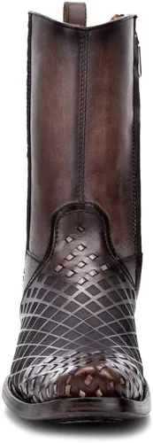Vista 3 de Bota Hombre Cuadra en Piel Genuina con Cremallera Negro