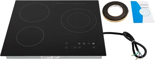 Vista 9 de Estufa eléctrica de cerámica de 23.2 pulgadas, 2600 W, 110 V, 3 quemadores, estufa radiante con temporizador, bloqueo de seguridad para niños