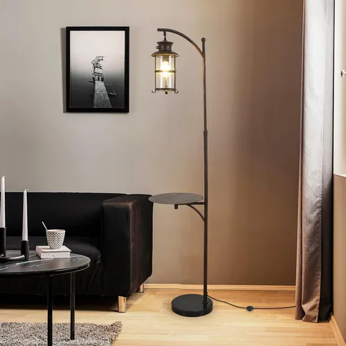 Vista 8 de beaysyty Lámparas de pie ajustables retro de granja con bandeja, lámpara de pie alta para dormitorio, decoración del hogar para oficina, sala