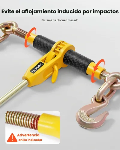 Vista 5 de VEVOR Tensor de cadena de trinquete, cadenas G80 de 5/16 pulgadas x 10 pies, carga de trabajo de 8000 libras de tensor de carga de trinquete, juego