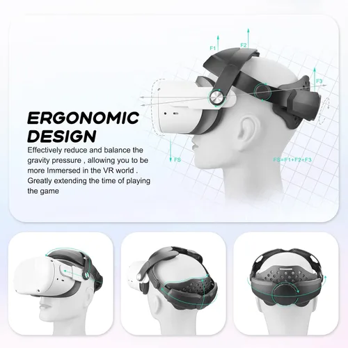 Vista 2 de MASiKEN Upgraded Head Strap for VR Headset Elite Strap Shift Weight On Forehead Release Face Squeeze Enhance Comfort in VR Games Breathable TPU Back