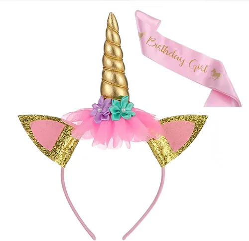 Vista 4 de Unicorn Dress for Girls Unicorn Costume Pageant Birthday Princess Party Headband with Accessories