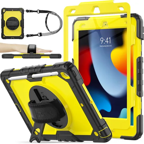 Vista 17 de SEYMAC stock Funda para iPad de 9ª/8ª/7ª generación de 10.2", a prueba de golpes con protector de pantalla, soporte para lápiz