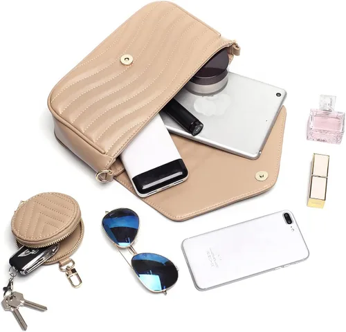 Vista 4 de Bolsos cruzados acolchados pequeños para mujer, elegantes bolsos de diseñador y bolsos con monedero, incluyendo bolsa de 2 tamaños, S
