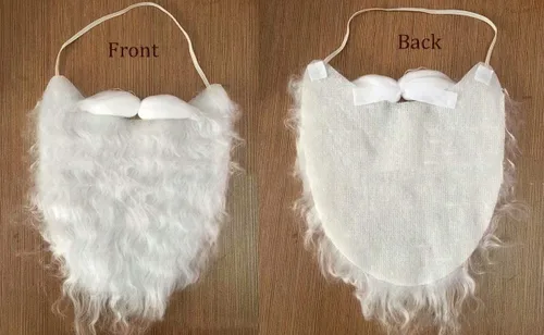 Vista 4 de Barba de Papá Noel Navidad Santa Claus barba falsa correa de pelo en accesorio disfraz adulto niño niño pirata gnomo - 4 paquetes, 4 barbas blancas