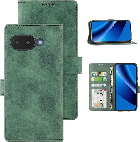 Vista 26 de Funda tipo cartera con tapa para Google Pixel 6a, [piel sintética + parachoques de TPU] [3 ranuras para tarjetas] [función de soporte]
