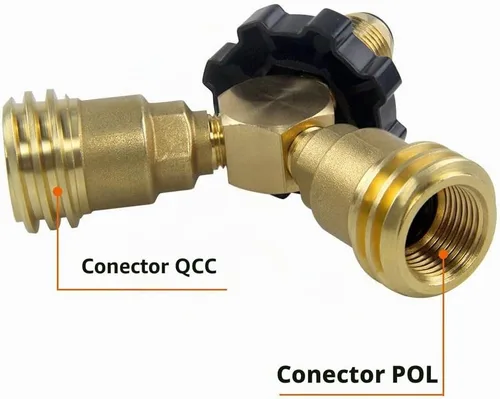 Vista 4 de Hooshing Adaptador de tanque de propano y divisor POL a QCC1 convertidor de 2 vías LP kits de montaje de gas de latón