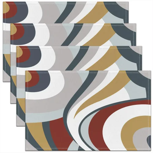Vista 28 de Modern Circles - Juego de 4 manteles individuales de 12 x 18 pulgadas, patrón geométrico abstracto, decorativo, para niños, adolescentes y adultos