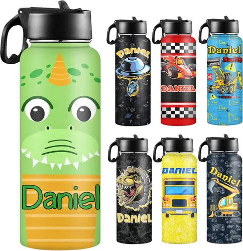 Vista 12 de Botella de agua personalizada con foto, botella de agua deportiva de acero inoxidable con imagen personalizada para niños, hombres y mujeres
