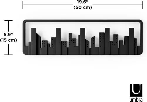 Vista 5 de Umbra Skyline Multi Hook - Arte de pared moderno con ganchos de 5 libras para abrigos, bufandas y bolsos, color gris
