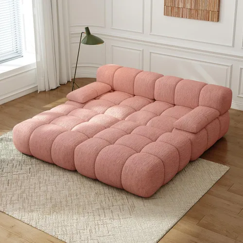Vista 24 de Settab Sofá modular de nube modular de 118.5 pulgadas con otomana móvil, sofá de pana moderno de 4 asientos, asiento profundo, sofá sin hueso