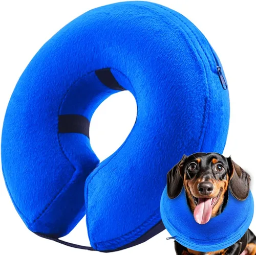 Vista 11 de Collar inflable de cono para perro, collar de recuperación de protección contra explosiones de cono de perro, azul (tamaño L)
