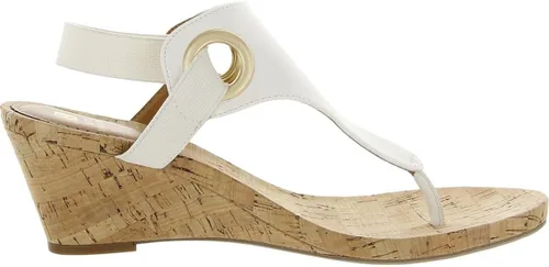 Vista 3 de WHITE MOUNTAIN Sandalias de cuña Aida para mujer, Blanco