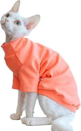 Vista 8 de Sphynx - Camisa de forro polar cálida para gatos, cuello alto, ropa térmica sin pelo para Sphynx, Devon, ropa de gato de Cornualles y gatitos
