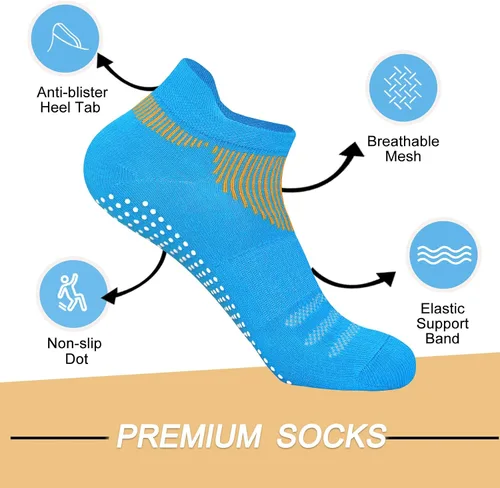 Vista 2 de FUNDENCY Calcetines de yoga antideslizantes para mujer 6 pares calcetines antideslizantes para pilates Bikram calcetines de fitness con agarres