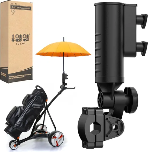 Vista 8 de 10L0L Soporte para paraguas de carrito de golf resistente, base de aluminio ajustable de 180° para carros de golf, cochecitos, sillas de ruedas