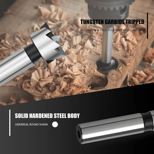 Vista 4 de Broca Forstner de 1 pulgada para carpintería, broca Forstner de 1" para madera, brocas de taladro para agujeros, cortador de bisagras para madera