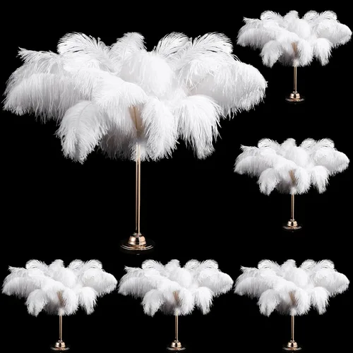 Vista 11 de Berlune 150 plumas de avestruz grandes a granel de 12-14 pulgadas (11.8-13.8 in), plumas de avestruz naturales para manualidades, manualidades, Negro