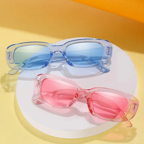 Vista 3 de YQVIE 20 Pack Small Rectangle Sunglasses Bulk for Women Men Trendy Square Party Glasses rosado (10pink/10hotpink)