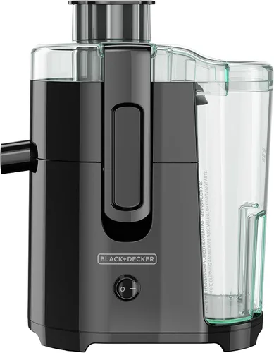 Vista 8 de BLACK+DECKER Extractor de jugo de frutas y verduras con diseño de ahorro de espacio, negro, 400 vatios