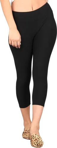 Vista 41 de Lildy - Leggings súper suaves lisas e impresas para mujer, elásticas sin transparencias Rayas negras y rojas/paquete de dos negras