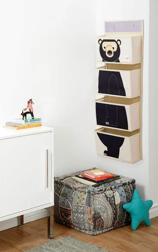 Vista 6 de 3 Sprouts Organizador de bebé sobre la puerta, almacenamiento esencial para el cuarto del bebé, soporte de animales de peluche y organizador de Oso