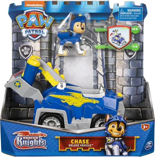 Vista 3 de Spin Master 6063584 Paw Patrol Rescue Knights Chase - Coche de juguete transformable con figura de acción coleccionable