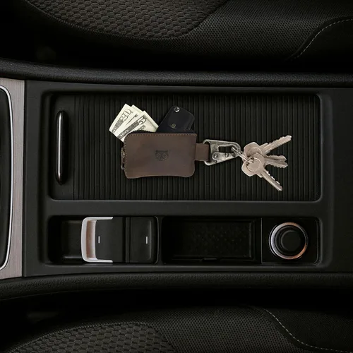Vista 2 de Hide & Drink, Llavero de coche y monedero para cinturón hecho a mano de cuero de grano completo - Bourbon Brown