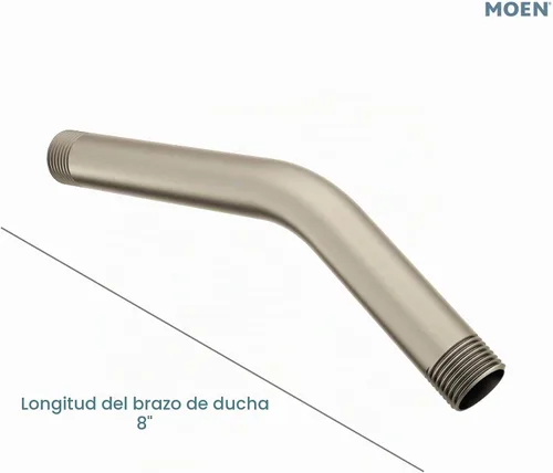 Vista 3 de Moen Brazo de ducha estándar de 8 pulgadas en oro cepillado con roscas universales de 1/2 pulgada, 123815BG