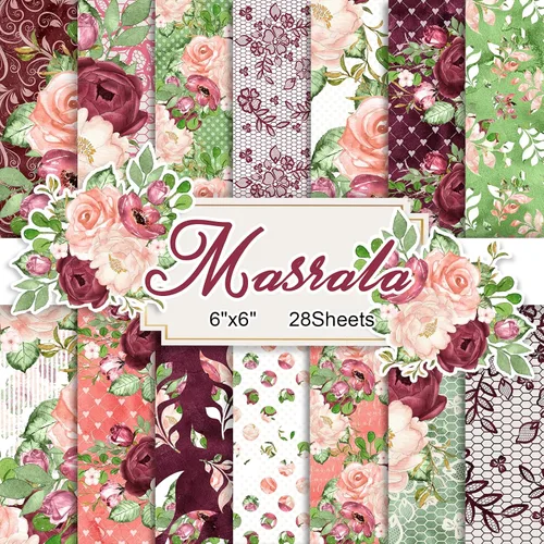 Vista 10 de 28 hojas de papel para álbumes de recortes, papeles especiales florales para álbumes de recortes de 160 g / m², paquete de papel para manualidades