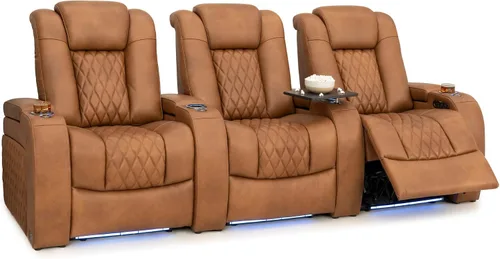 Vista 142 de Seatcraft Asiento de cine en casa Diamante Marrón Reclinable Individual