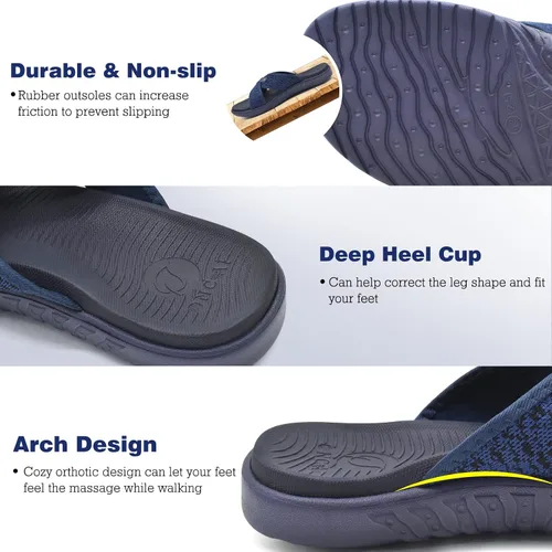 Vista 5 de ONCAI Sandalias cruzadas para hombre, soporte de arco, sandalias deportivas con plantilla ortopédica para fascitis plantar
