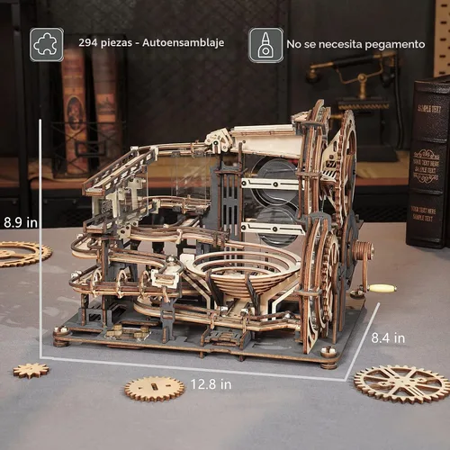 Vista 7 de ROBOTIME Rompecabezas 3D Marble Run - LGA01 Marble Night City Modelo de madera para construir - Kits de construcción de modelos para adultos