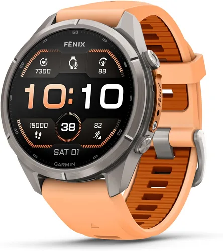 Vista 11 de Garmin fēnix® 9 Pro, titanio, 1.850 in, naranja otoño/naranja chispa